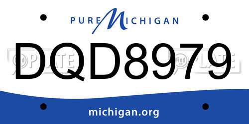 DQD8979 Michigan License Plate