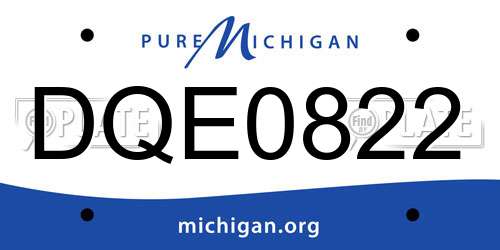 DQE0822 Michigan License Plate