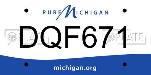 DQF671 Michigan License Plate