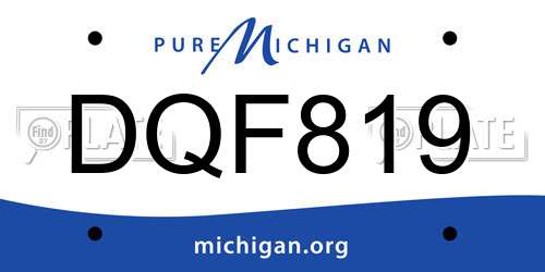 DQF819 Michigan License Plate