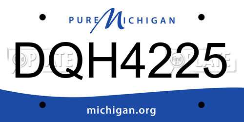 DQH4225 Michigan License Plate
