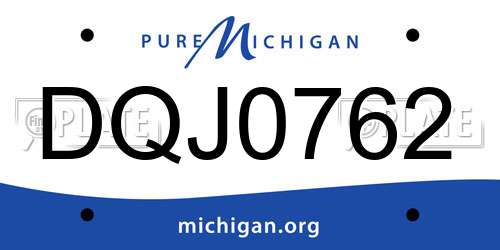 DQJ0762 Michigan License Plate