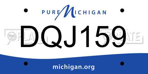 DQJ159 Michigan License Plate