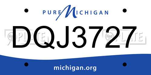 DQJ3727 Michigan License Plate