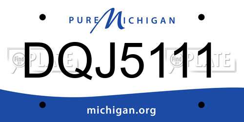 DQJ5111 Michigan License Plate