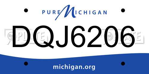 DQJ6206 Michigan License Plate