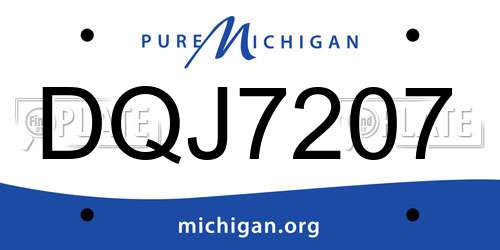 DQJ7207 Michigan License Plate