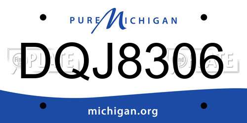 DQJ8306 Michigan License Plate