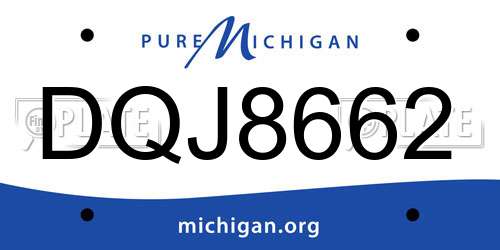 DQJ8662 Michigan License Plate
