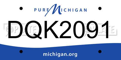 DQK2091 Michigan License Plate