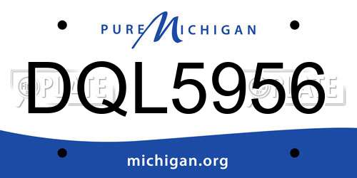 DQL5956 Michigan License Plate