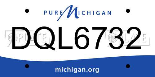 DQL6732 Michigan License Plate