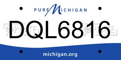DQL6816 Michigan License Plate