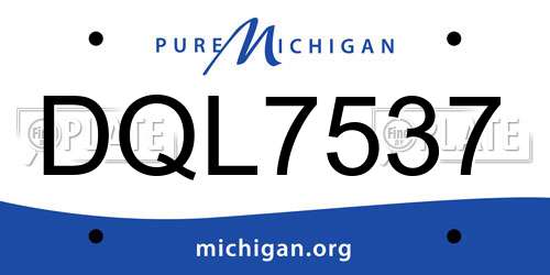 DQL7537 Michigan License Plate