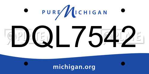 DQL7542 Michigan License Plate