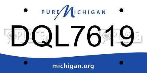DQL7619 Michigan License Plate
