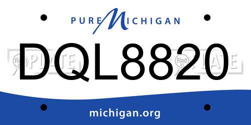 DQL8820 Michigan License Plate