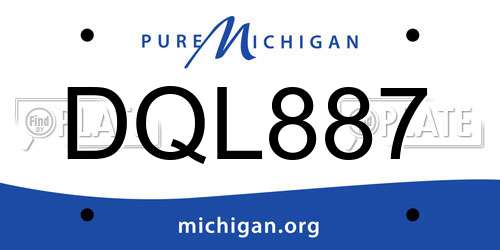 DQL887 Michigan License Plate
