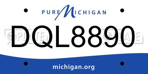 DQL8890 Michigan License Plate