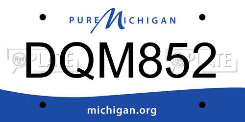 DQM852 Michigan License Plate