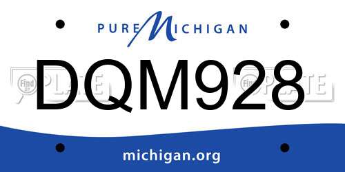 DQM928 Michigan License Plate