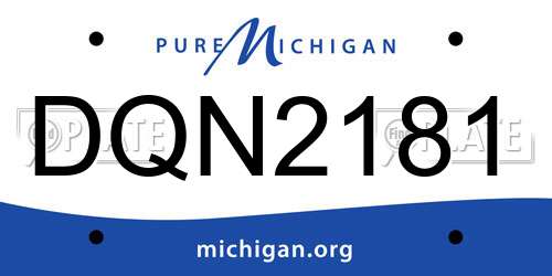 DQN2181 Michigan License Plate