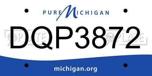 DQP3872 Michigan License Plate