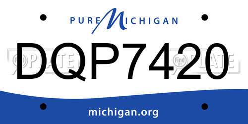 DQP7420 Michigan License Plate