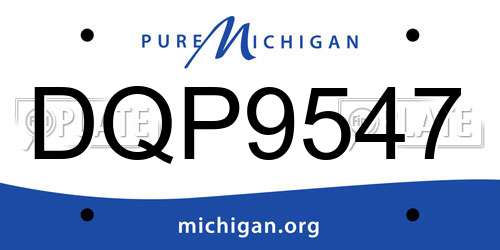 DQP9547 Michigan License Plate