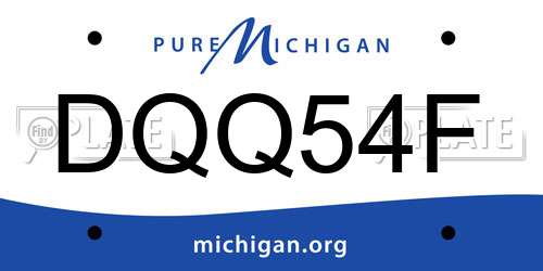 DQQ54F Michigan License Plate