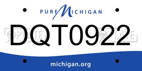 DQT0922 Michigan License Plate