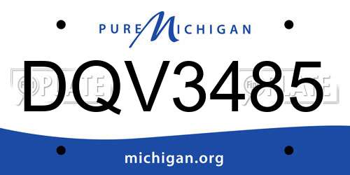 DQV3485 Michigan License Plate