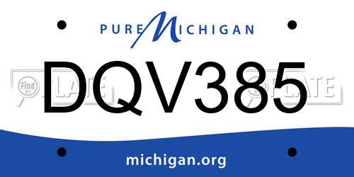 DQV385 Michigan License Plate