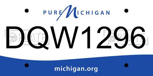 DQW1296 Michigan License Plate