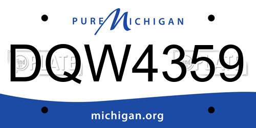 DQW4359 Michigan License Plate