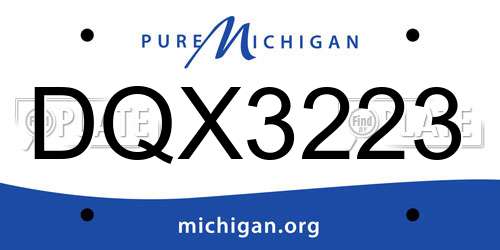 DQX3223 Michigan License Plate