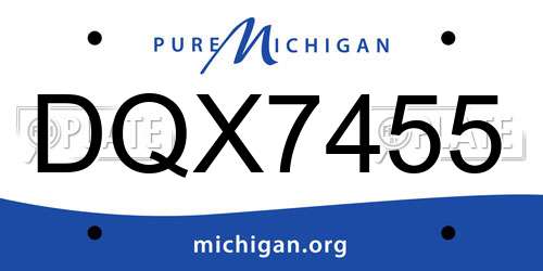 DQX7455 Michigan License Plate