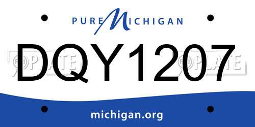 DQY1207 Michigan License Plate