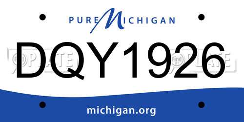 DQY1926 Michigan License Plate