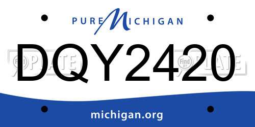 DQY2420 Michigan License Plate