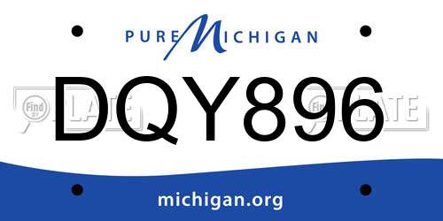 DQY896 Michigan License Plate