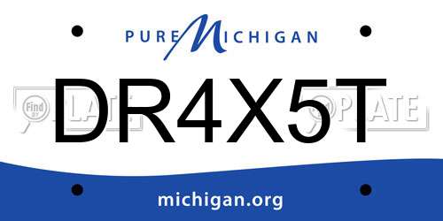 DR4X5T Michigan License Plate