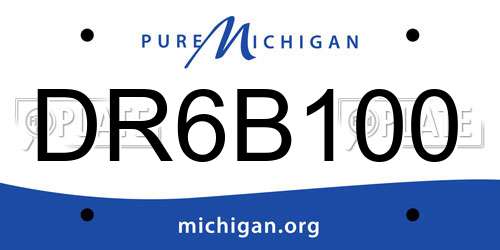 DR6B100 Michigan License Plate