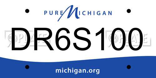 DR6S100 Michigan License Plate