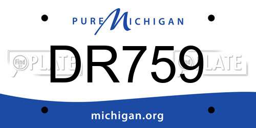 DR759 Michigan License Plate