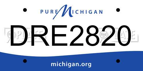 DRE2820 Michigan License Plate
