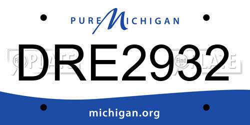 DRE2932 Michigan License Plate