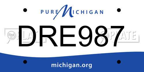 DRE987 Michigan License Plate