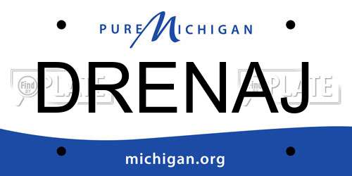 DRENAJ Michigan License Plate