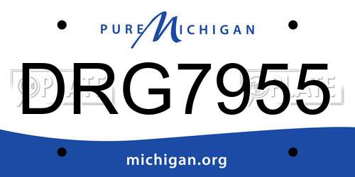 DRG7955 Michigan License Plate